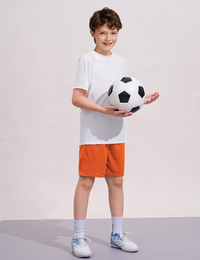 Boys Athletic Shorts Youth Quick Dry Soccer Basketball Running Gym