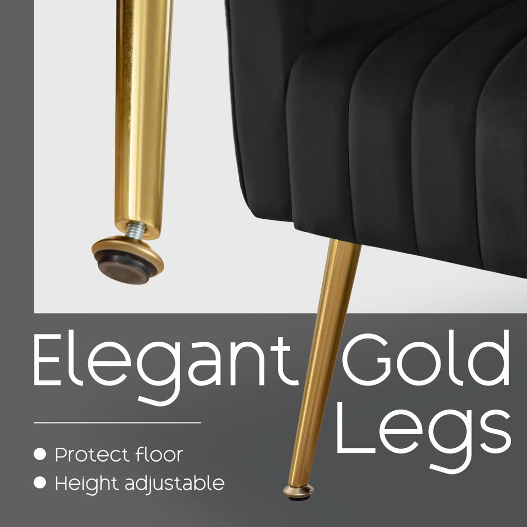 Accent Chair, Wingback Armchair, HighBack Reading Chair with Golden Metal Legs Lumbar Pillow, Upholstered Single Sofa