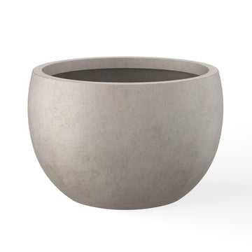 7.9" Tall Round Bowl Concrete Planter, Weathered Finish