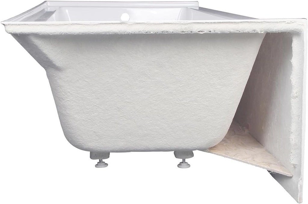 VTAP663222R 66-Inch Acrylic 3-Wall Alcove Tub with Right Hand Drain, White