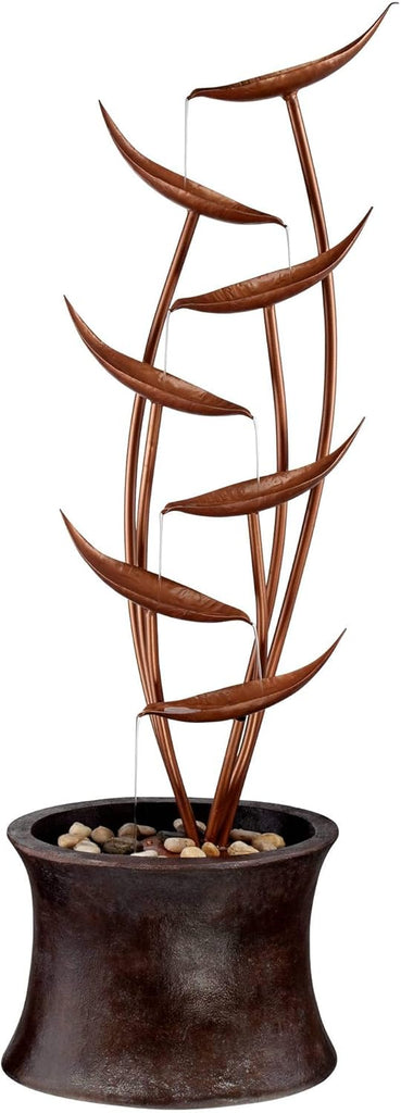 Ashton Tiered Copper Leaves 41" High Large Modern Indoor Outdoor Cottage Core Decor Resin Floor Fountain Standing