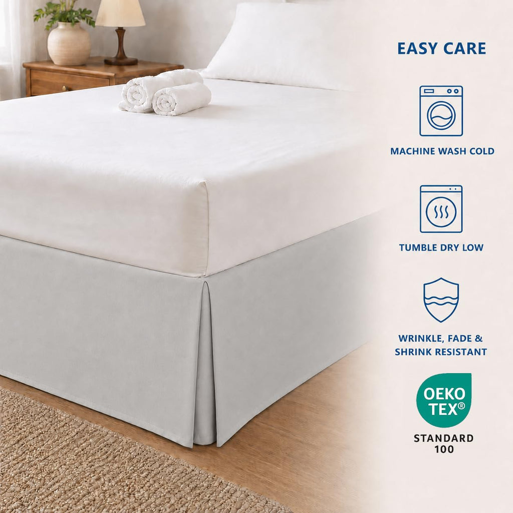 California King Pleated Bed Skirt, 14" Drop, Light Grey