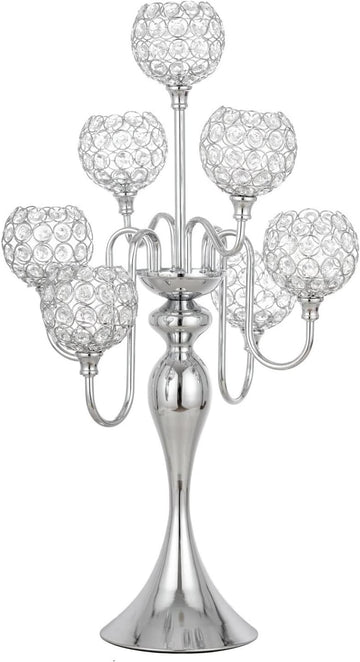 Silver Candle Holders for Table Centerpiece 7 Arms Tall Crystal Candelabra Home Wedding Decor Christmas Decorations