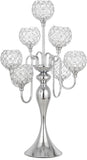 Silver Candelabra for Table Centerpiece with Crystal, 7 Arms 27.1 inch Tall Candle Holders with Globes, Dining Table