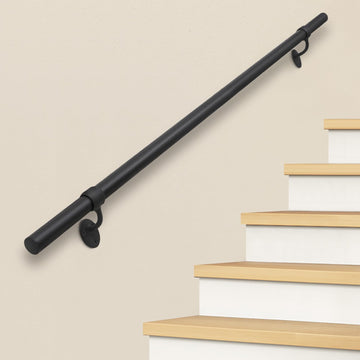 Stair Railing Indoor Metal Hand Rails for Indoor Stairs 1.5" Pipe Stair Aluminum Wall Mounted Indoor/Outdoor Handrail