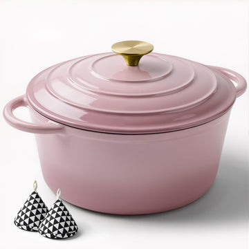 6 Quart Enameled Dutch Oven Pot with Lid, Cast Iron Dutch Oven with Dual Handles for Bread Baking, Cooking, Non-stick