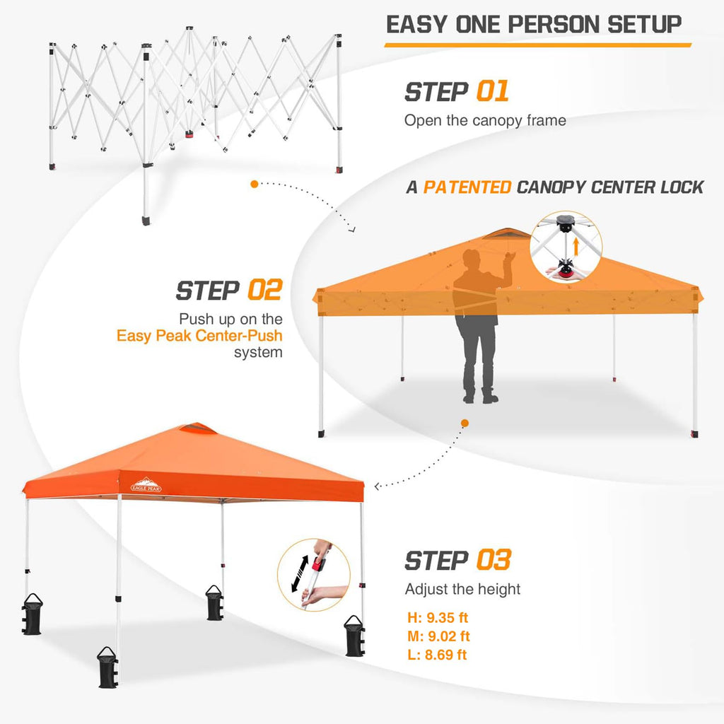 10x10 Pop Up Canopy Tent Easy Up Canopy Outdoor, Orange