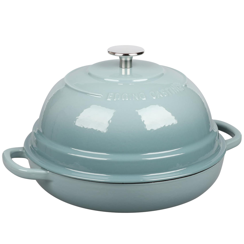 Enameled Cast Iron Dutch Oven Pot with Lid, Round Bread Oven made Sourdough Bread Baking, 6 Quart, Seasalt