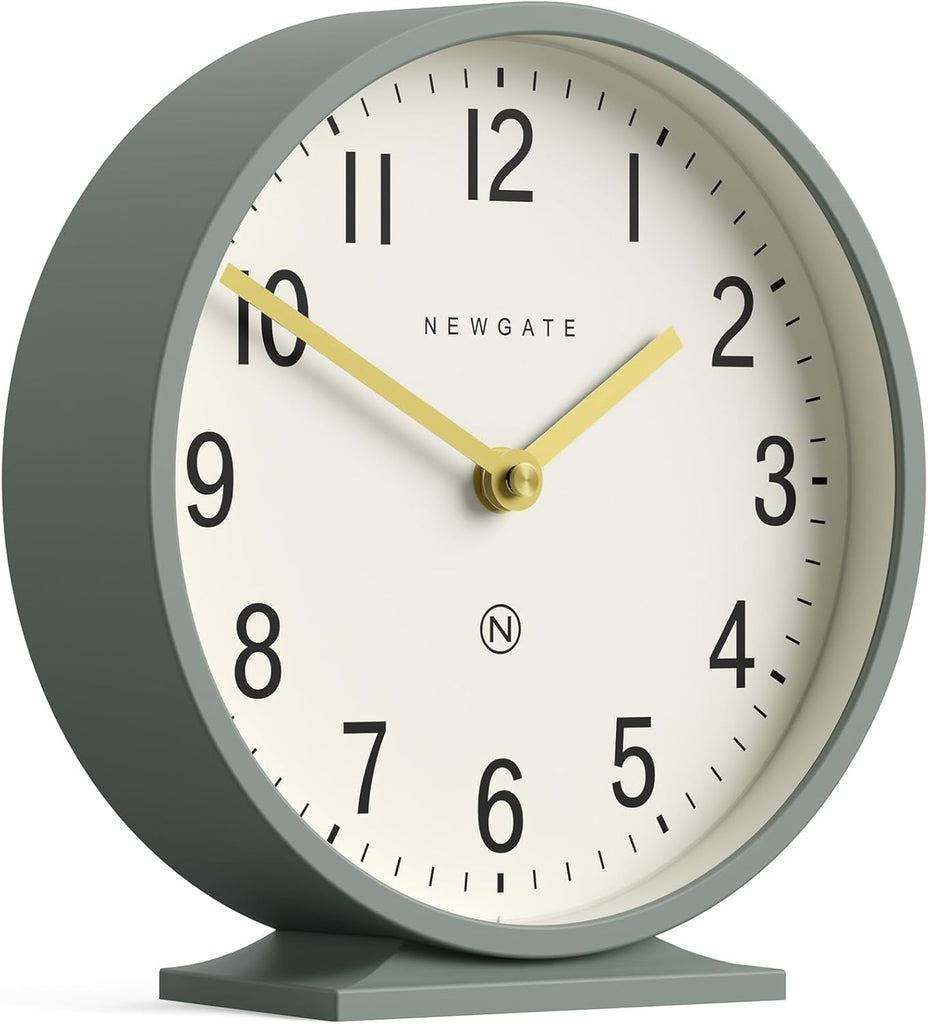 Q Mantel Clock | Modern Classic Round Mantel Clock | Asparagus Green | Contemporary Style for Mantel, Desk