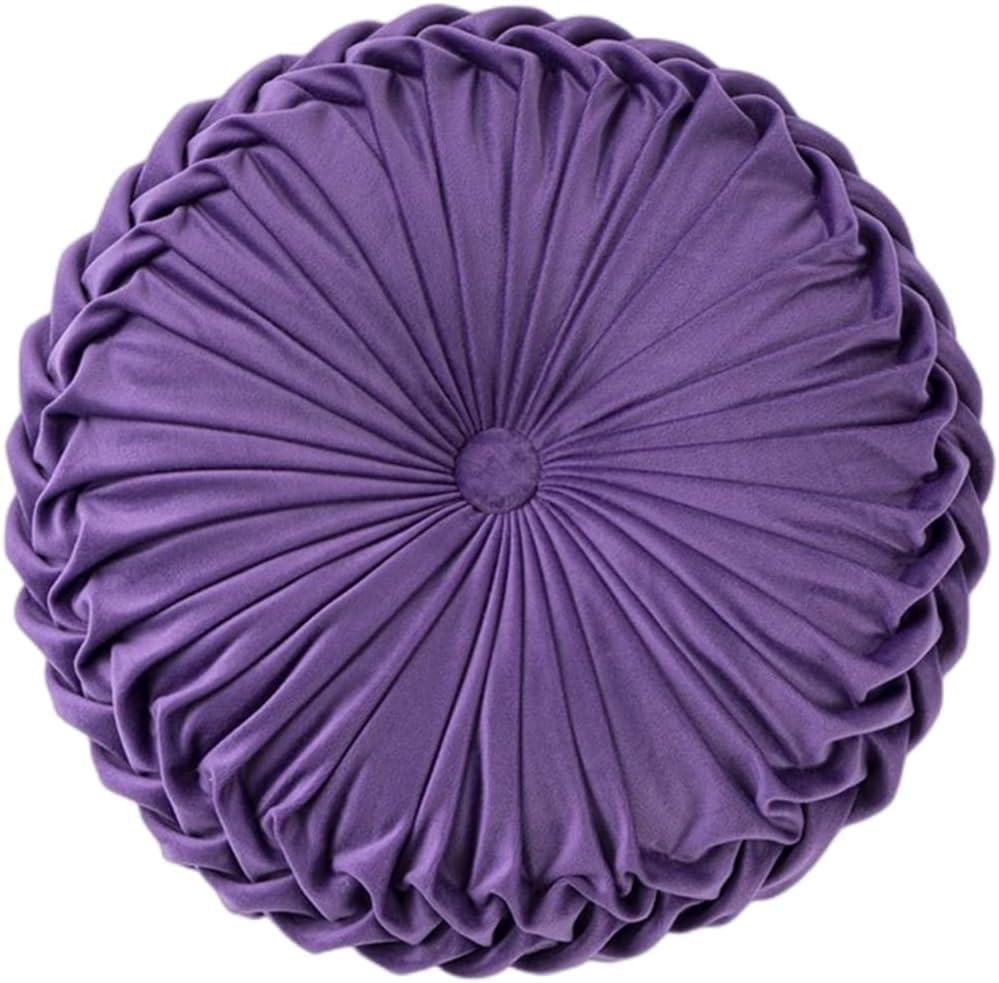Round Velvet Pillow, Sofa Bed Bedroom Decorative Throw Pillow (38cm, Dark Purple)