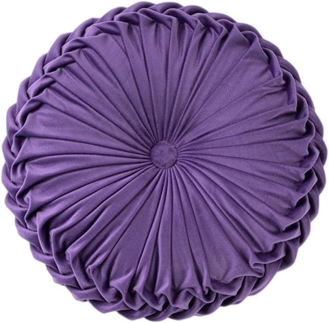 Round Velvet Pillow, Sofa Bed Bedroom Decorative Throw Pillow (38cm, Dark Purple)