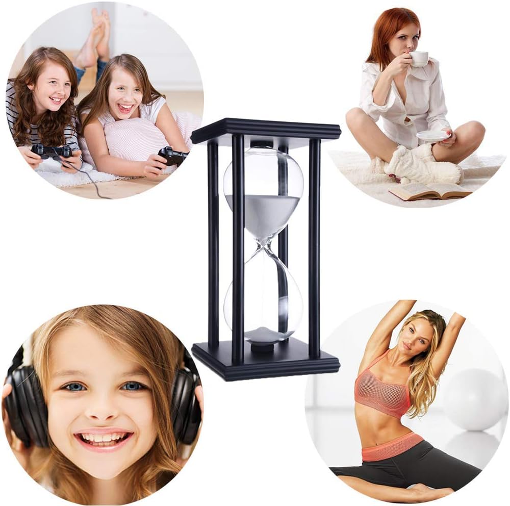 Hourglass Timer for 60 Minutes Sandglass Timer Living Room Home Bedroom Party Festival School Game Sand Timer (Black