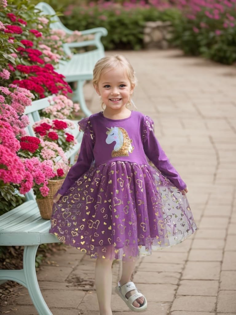 Toddler Girls Long Sleeve Autumn Spring Dress Casual Outfits Party Tutu Dress Gifts