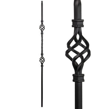 S07 Wrought Iron Balusters Set of 10 Decorative Metal Balusters for Decks Spiral Stair Railing 1/2-inch Hollow Double