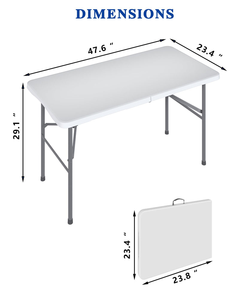 4FT White Folding Table for Camping, Parties, Meeting, 2 Pack