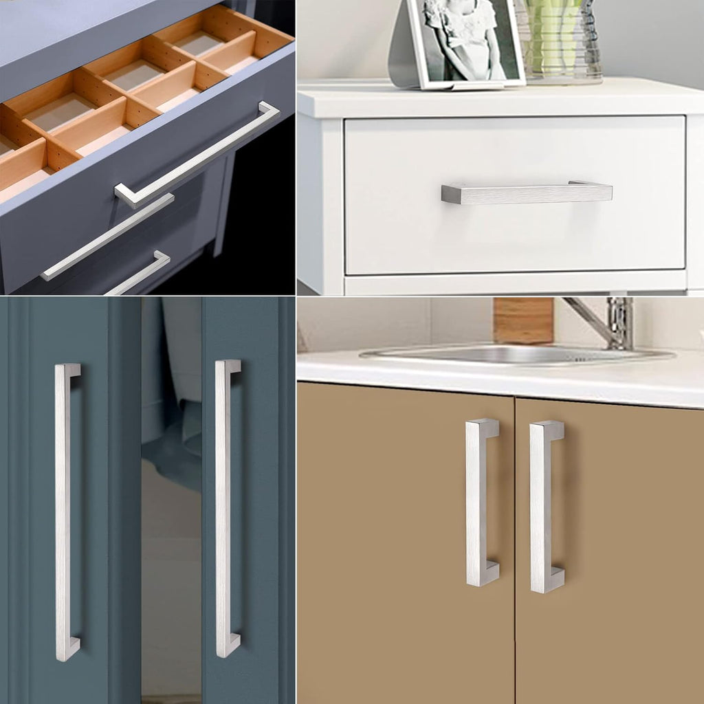 30 Pack 5 Inch Kitchen Cabinet Handles Stainless Steel Drawer Dresser Pulls Cupboard Square Bar Pulls Brushed Nickel