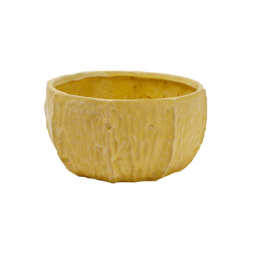 Stoneware Planter with Organically Shaped Detail, Yellow
