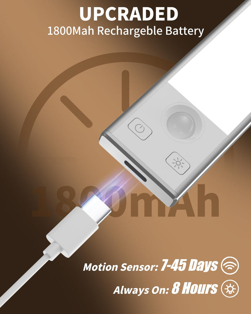 Under Cabinet Lighting 12 inch Rechargeable Battery Operated Motion Sensor Light Wireless Under Counter Lights