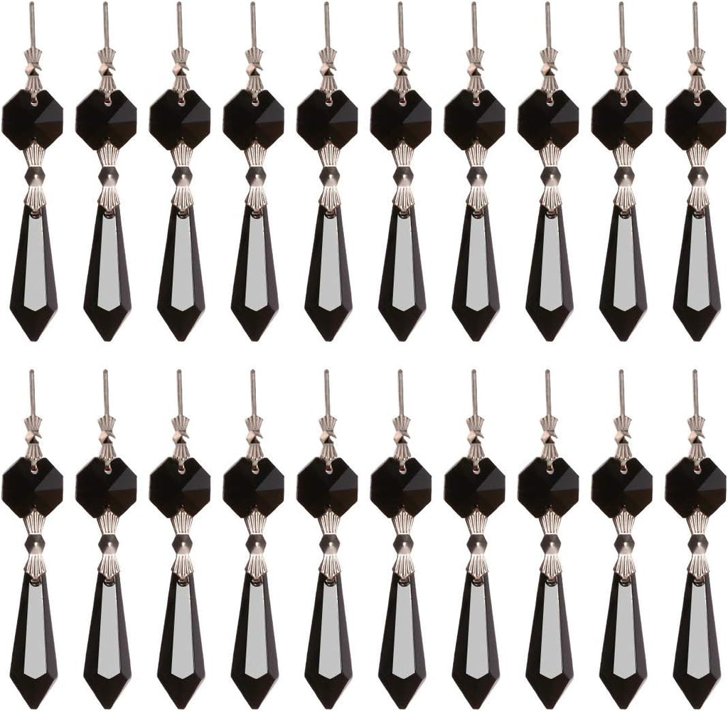 20pcs 38mm Replacement Black Chandelier Icicle Crystal Prisms Octogan Crystal Bead for Lamp Decoration