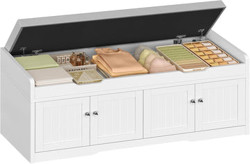 2-Tier Storage Bench, Shoe Bench with Adjustable Shelf & Lift Top Storage, Entryway Bench with Cushioned Seat,13.8"D