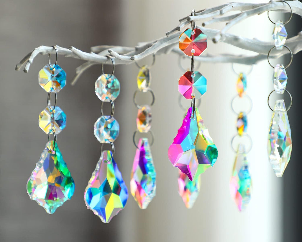 25pcs 38mm Crystal Chandelier Prism Pendants, Suncatchers Hanging Crystals - Horse Eyes Chandelier Prism Replacement