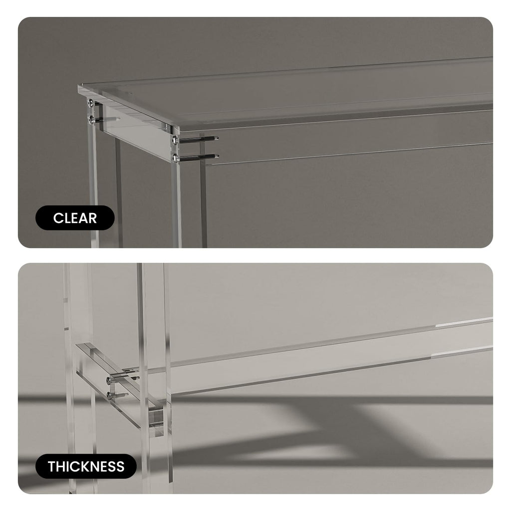 Acrylic Counter Height Table - 39" Clear Bar Table Rectangular High Top Pub Table Kitchen & Dining & Living Room