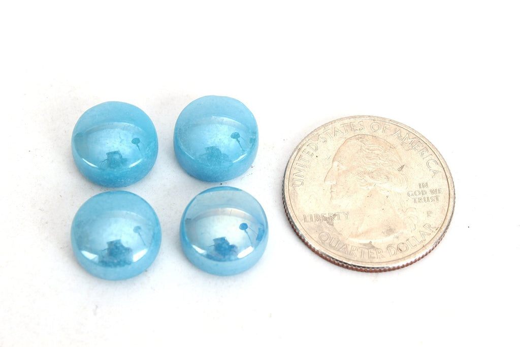 12mm (Approx. 1/2 Inch) Mosaic Tile, 1 Pound (16 oz. Bag) (1 Pound, Iridescent Light Blue (Round))