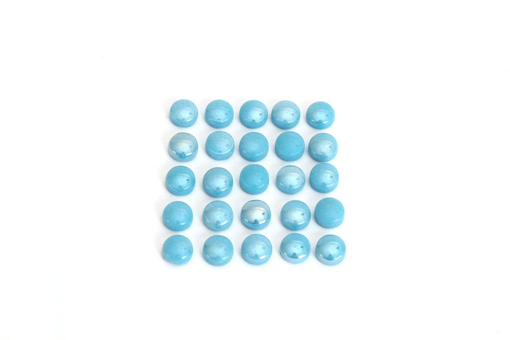 12mm (Approx. 1/2 Inch) Mosaic Tile, 1 Pound (16 oz. Bag) (1 Pound, Iridescent Light Blue (Round))