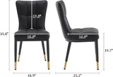 Modern Dining Chairs Set of 4, PU Leather Upholstered Kitchen Chairs with Thickened Seat, Metal Legs and Armless Design, Black