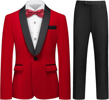 Boys Velvet Tuxedo Suit Set 4 Piece Slim Fit Suit for Kids Prom