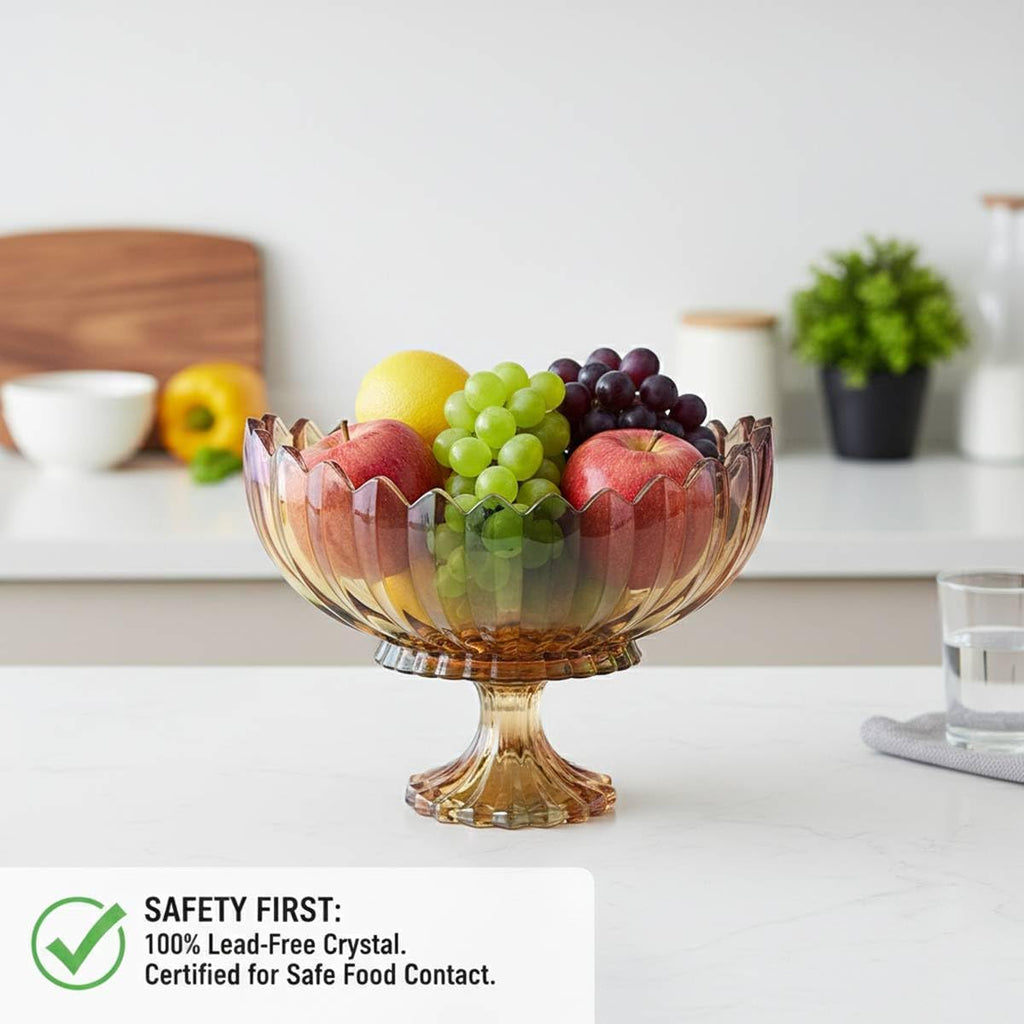 Crystal Glass Pedestal Footed Fruit Bowl Decorative Table Centerpiece | decorative bowls decor, footed table