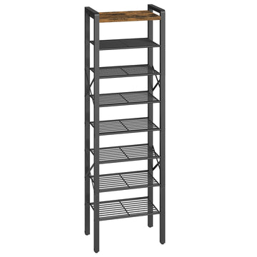 8-Tier Narrow Shoe Rack, Tall Shoe Rack for 8-16 Pairs, Slim Shoe Storage Organizer with Wooden Top, Space Saving