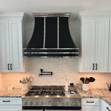 Black Stainless Steel Wall Mount Range Hood 4 Speed LED Lights