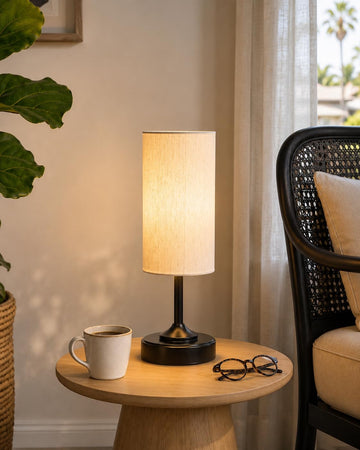 Cordless Table Lamp, Small Dimmable Bedside lamp with Timer