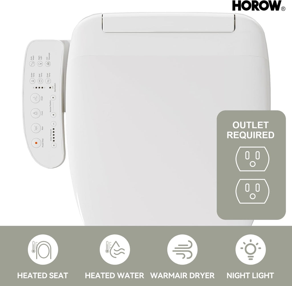T0338W One Piece Toilet with Smart Seat, Elongated ADA Height Toilets with Heated Seat