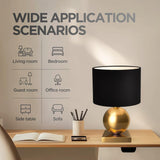 Gold Ball Modern Table Lamp,Mid Century Bedside Lamp Nightstand Light with Black Shade Metal Base Accent Lamp Bedside