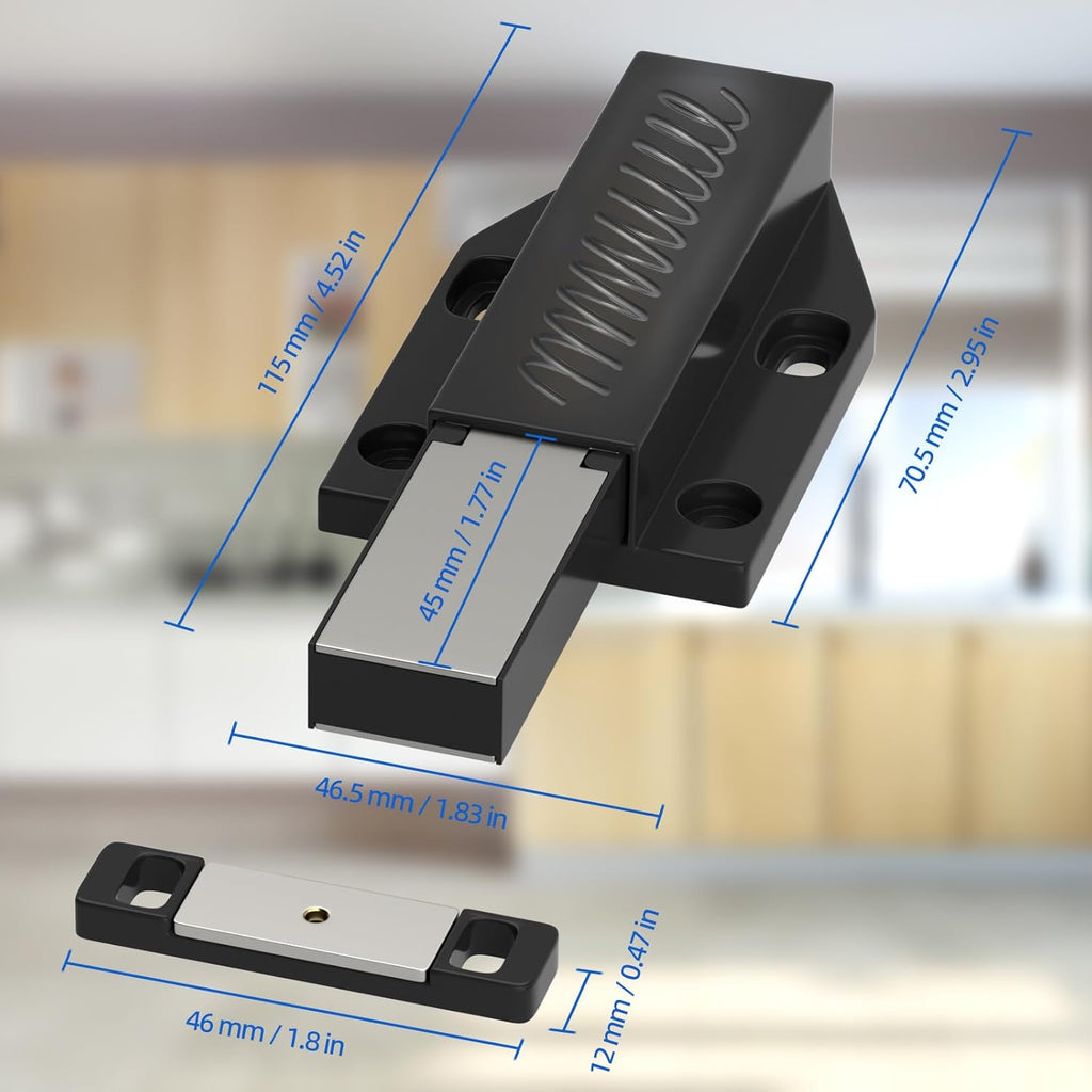 Touch Latch Heavy Duty Push Open Cabinet Hardware Magnetic Push Spring Latch for Large Door Release Latch Pop up Hidden