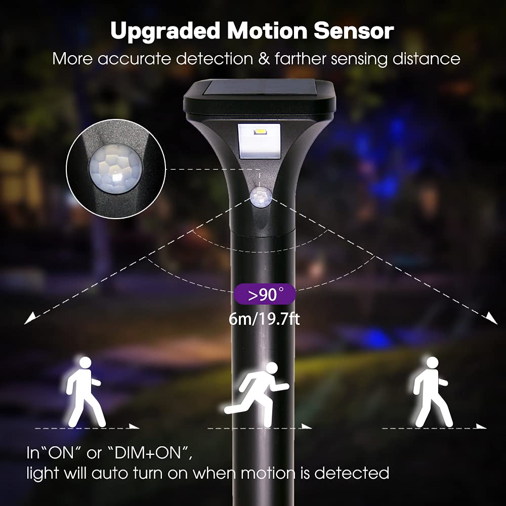 LED Solar Powered Motion Sensor Pathway Lights, Battery Powered Outdoor Waterproof Motion Detector Walkway Light, Use