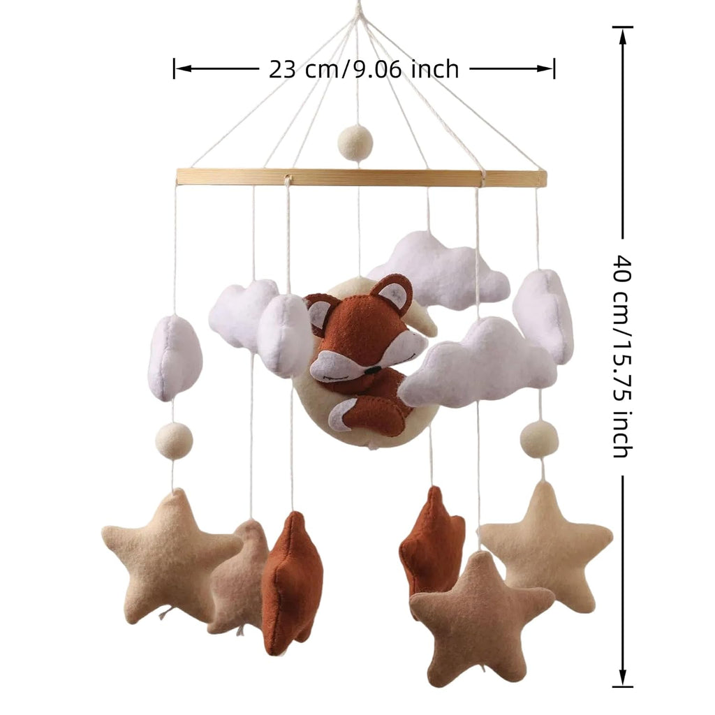 Cute Deer Star Moon Themed Baby Mobile for Crib,Animal Baby Crib Mobile for Bassinet, Felt Fox Nursery Ceiling