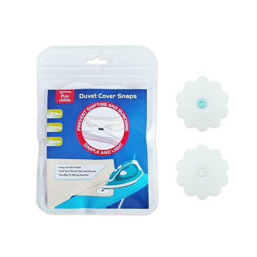 Duvet Snaps, Iron-On, Flower Shaped (16 Pcs / 8 Sets), White
