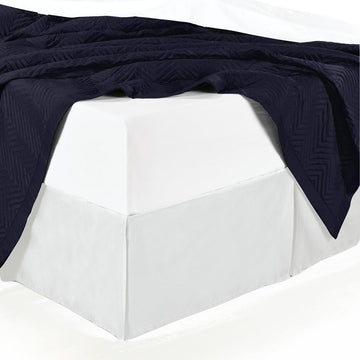 300tc Cotton Solid White Pleated Tailored Bed Skirt with 15 Inches Drop and Split Corners