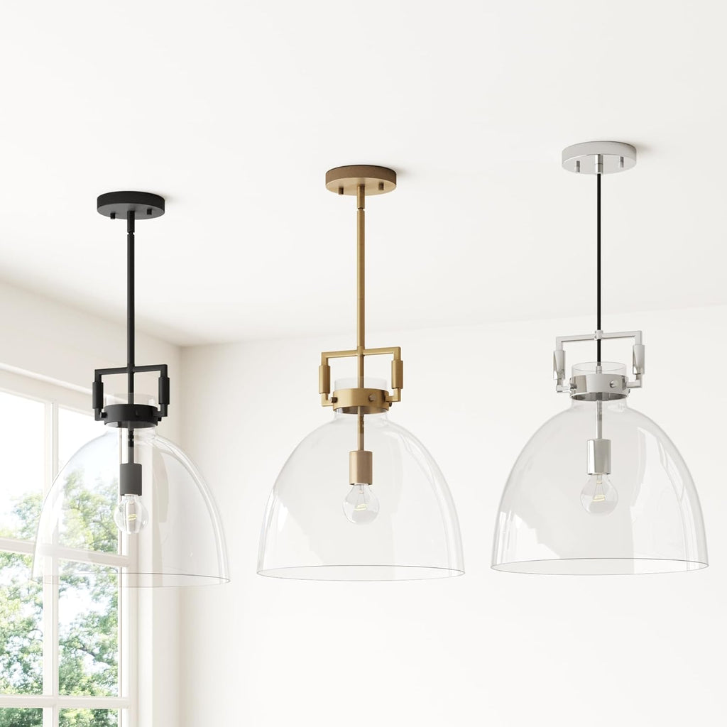Leigh Pendant Lighting, Hanging Ceiling Light with Oversized Glass Shade and Adjustable Cord, for Kitchen Island or