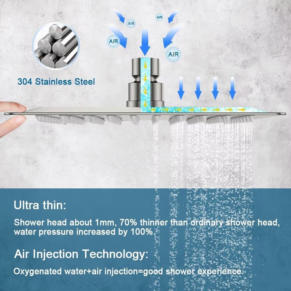 Shower Faucet Set Brushed Nickel Bathroom Rainfall 10 Inch Shower Head System Single Handle Shower Trim Kit with Valve