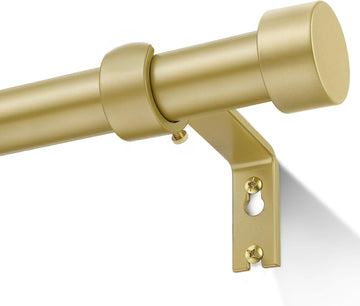 Heavy Duty Curtain Rods for Windows 32 to 120 Inch, 1 Inch Warm Gold Curtain Rod Adjustable with Metal Modern