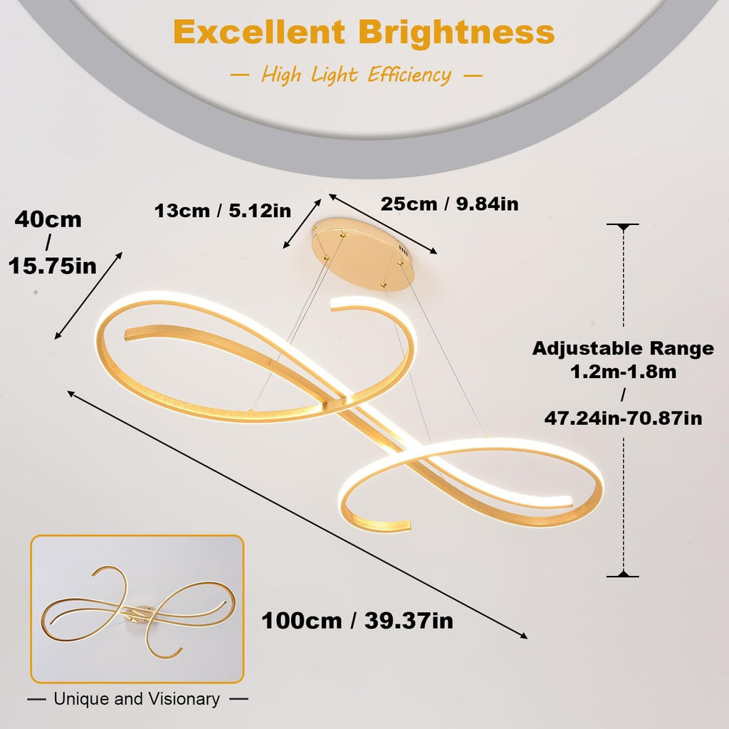 Gold Led Chandelier Dimmable Modern Chandelier for Dining Room Light Fixture Contemporary Led Pendant Light for