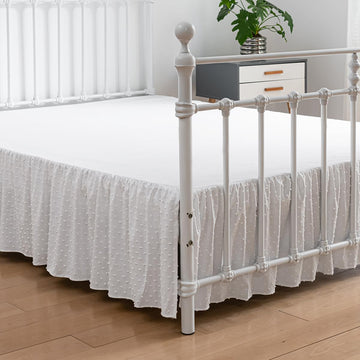 Tufted Dot Bed Skirt - Ruffled Bed Skirt with Split Corners