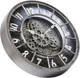 18 Inch Wall Clock with Moving Gears, Oversized Large Industrial Steampunk Decoration, Antique Metal Big Numeral Wall Clocks for Kitchen...