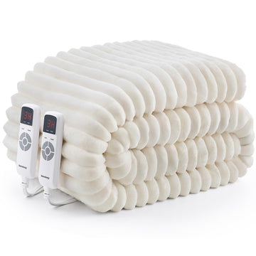 Electric Heated Blanket 90x100'', ETL & FCC Certified, Beige