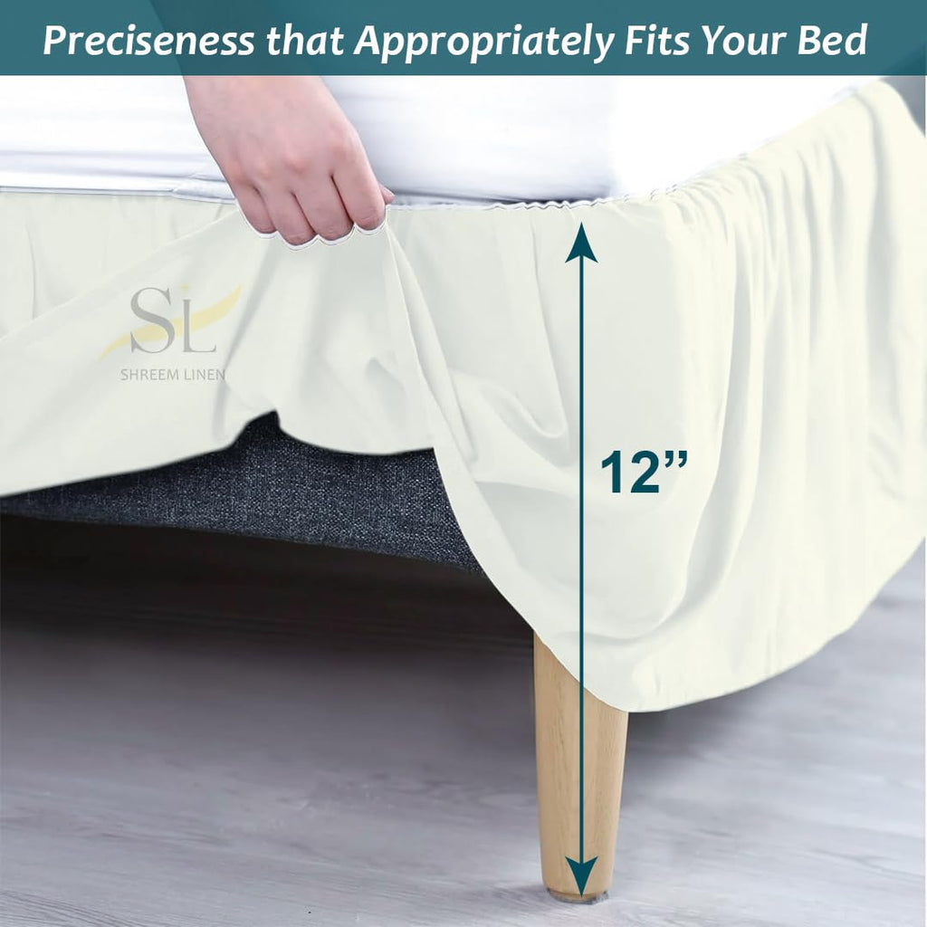 Ruffled Bed Skirt with Split Corners, Gathered Style, 100% Microfiber, 12-Inch Drop, Dust Ruffle Bedskirt with