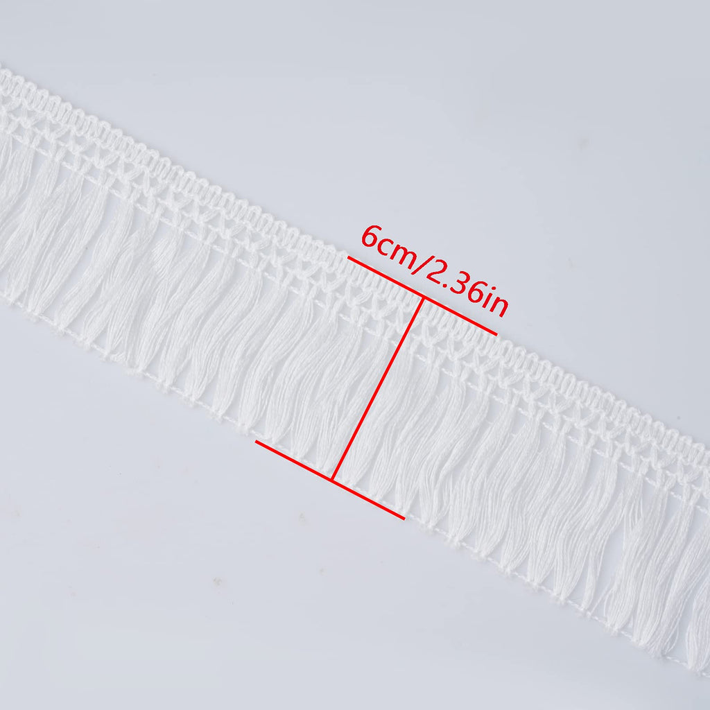 Cotton Tassel Fringe Trim, 10 Yards X 6cm Wide Sewing Trim, White